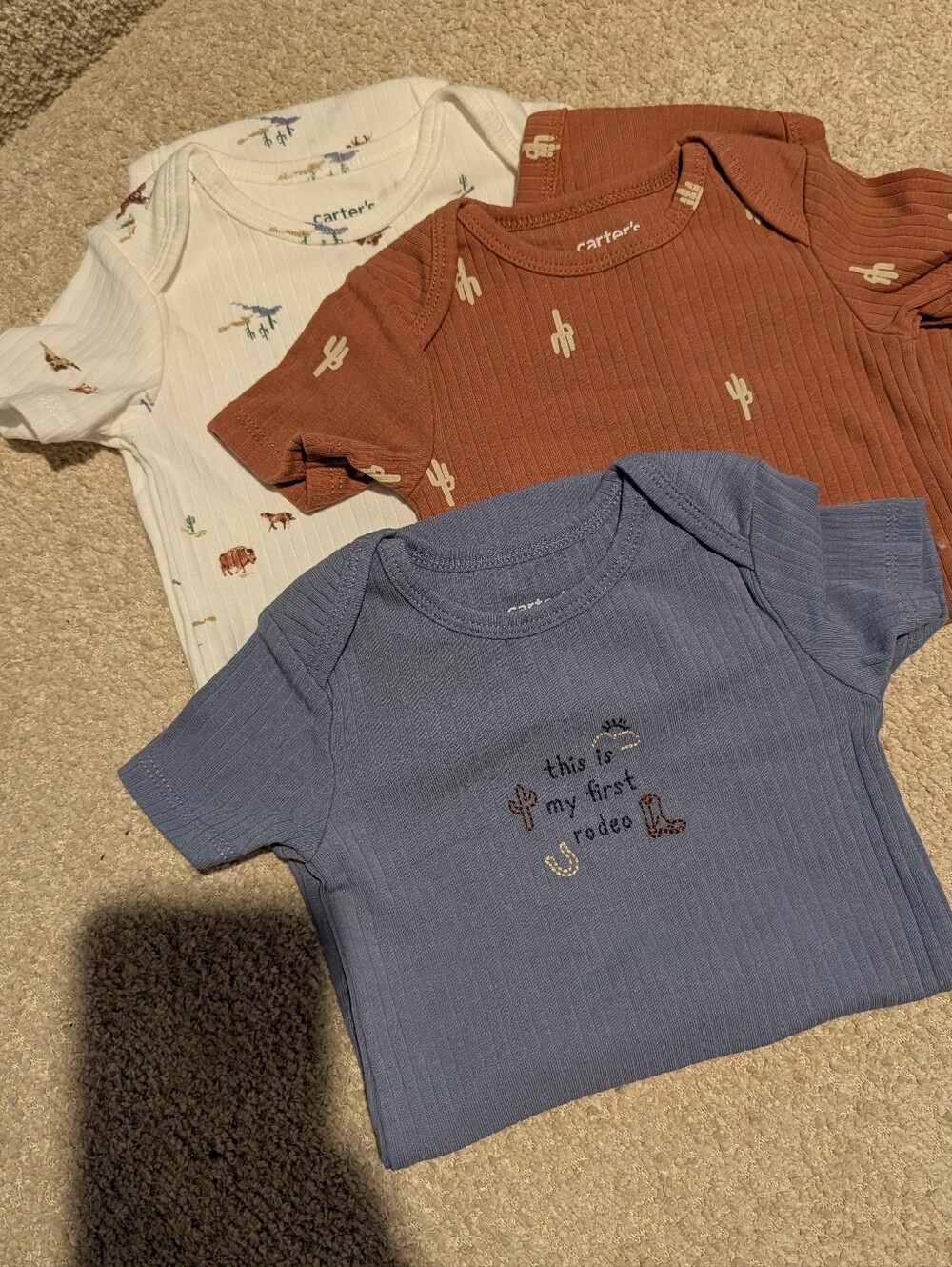 NWOT Carters 3-pack Western Onesies